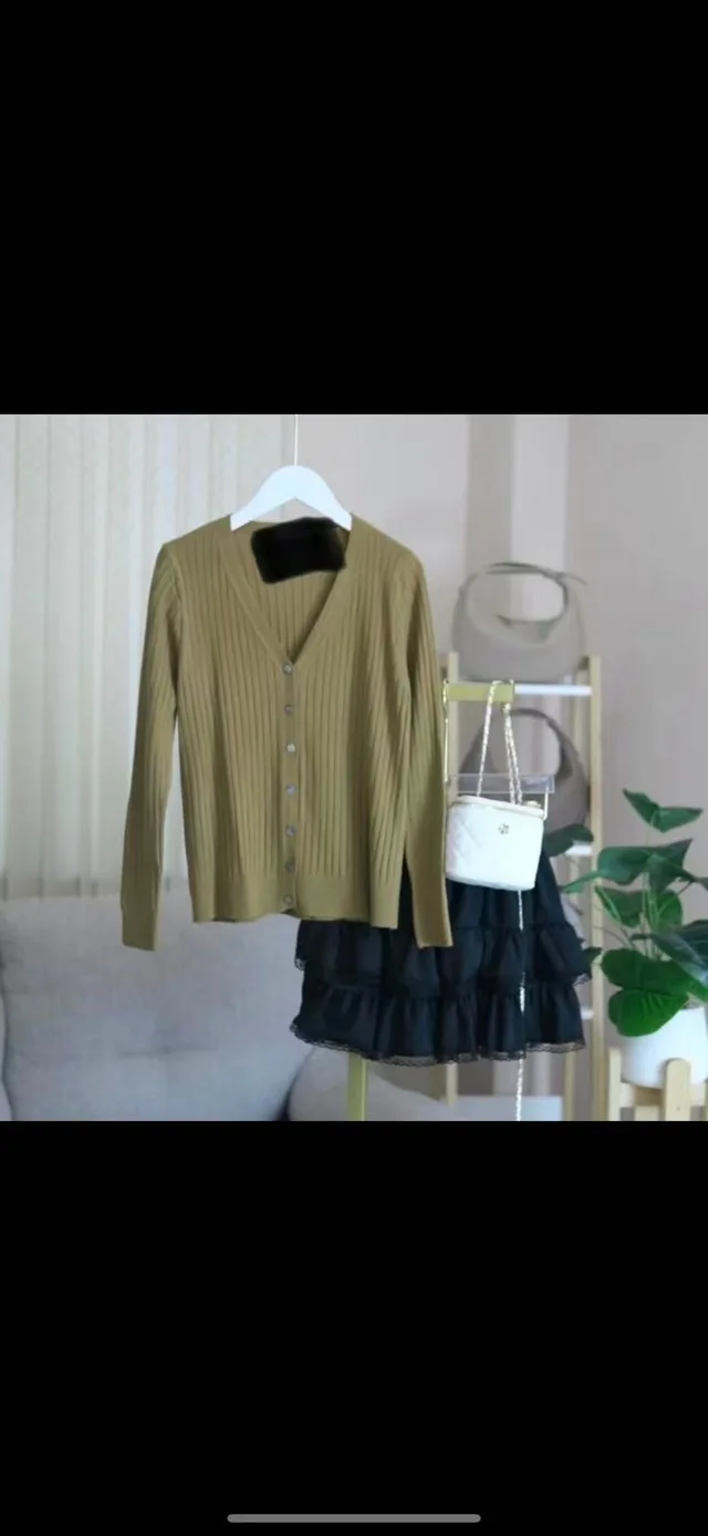 V neck Sweater Sweater Thin Cardigan Jacket Top For Women Olive Green - Shop at LoveMi