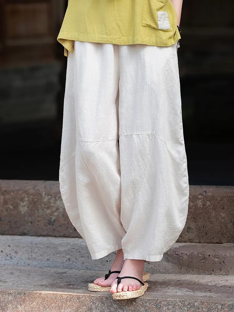 Artistic Retro Cotton And Linen Women's Distressed Loose Casual Pants Linen Summer Thin - Shop at LoveMi