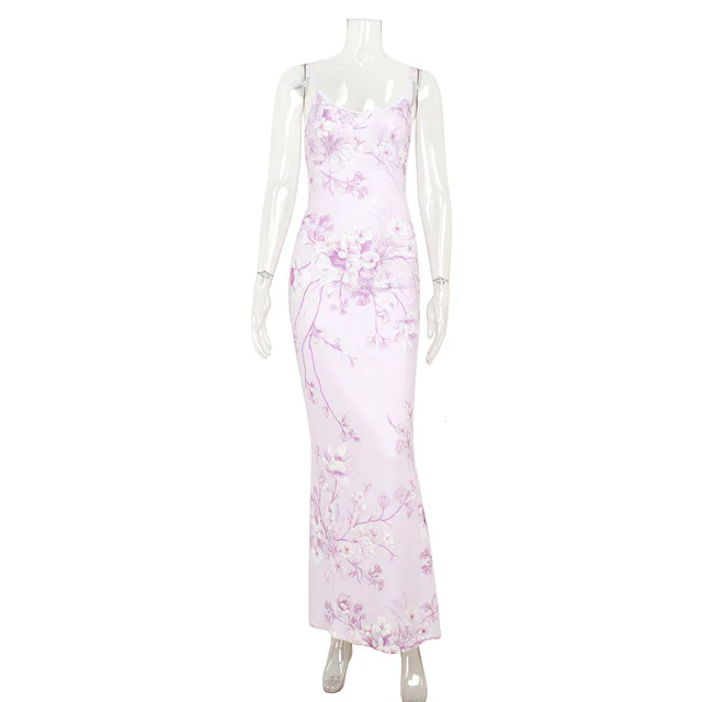 Elegant V neck Slim fit Printed Purple Dress Women Purple - Shop at LoveMi