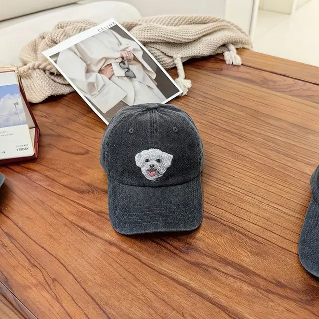 Men's Heavy Industry Washed Blogger Dog Pattern Peaked Cap Figure 5 - Shop at LoveMi