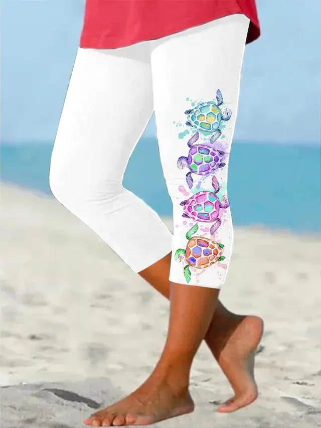 Ladies Fashion New 3d Printed Beach Yoga Pants Aypmdt105704Whi - Shop at LoveMi