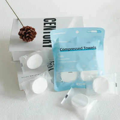 Round Candy Disposable Compression Towel Blue Transparent 6 Tablets - Shop at LoveMi