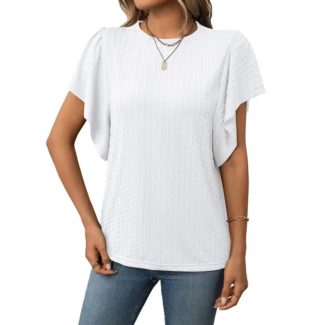Women's New Solid Color Crew Neck T shirt Top White - Shop at LoveMi