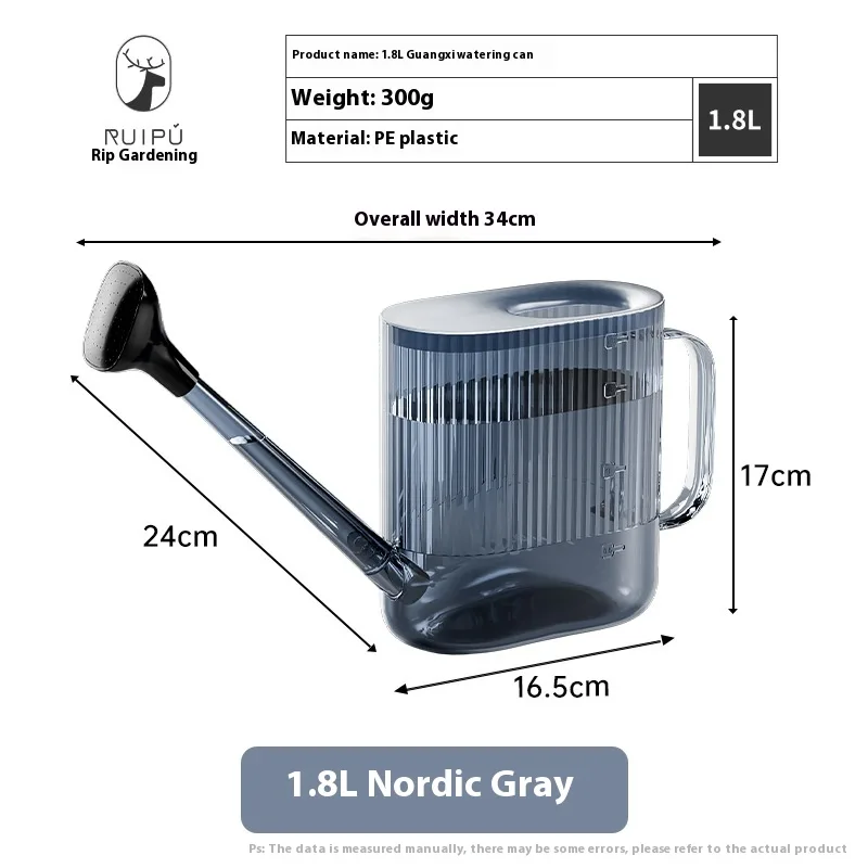Long Mouth Gardening Balcony Home Watering Flowers Sprinkling Can - Grey