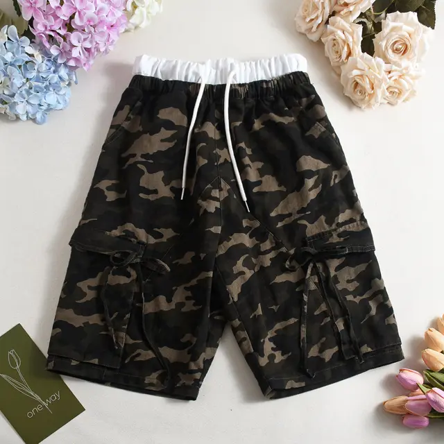 Loose Double Waist Casual Style Camouflage Pocket Drawstring Shorts Jungle Camouflage - Shop at LoveMi