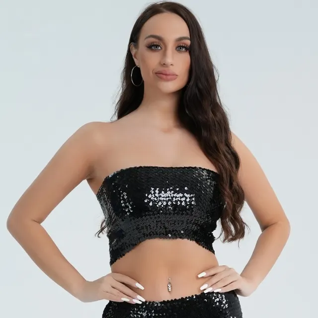 Fashion New Sequined Tube Top For Women Black - Shop at LoveMi
