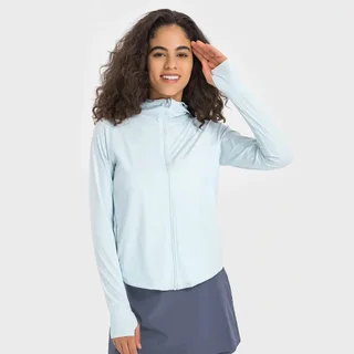 Lightweight UF50 Slimming And Short Sun Protection Clothing For Women - Jade Moon Blue
