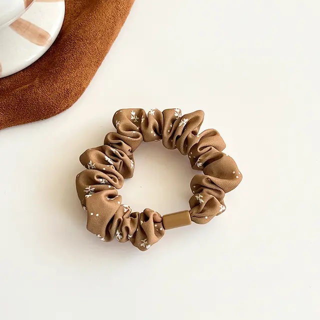 French Floral Small Intestine Hair Band Simple High Elastic Rubber Band Brown - Shop at LoveMi