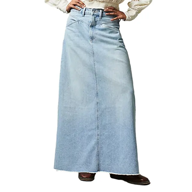 Women's Loose Straight Casual Denim Skirt Light Blue - Shop at LoveMi