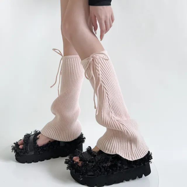 Pure Color Micro la Pile Style Leg Warmer Milk White Calf Socks Spring And Autumn Pink - Shop at LoveMi