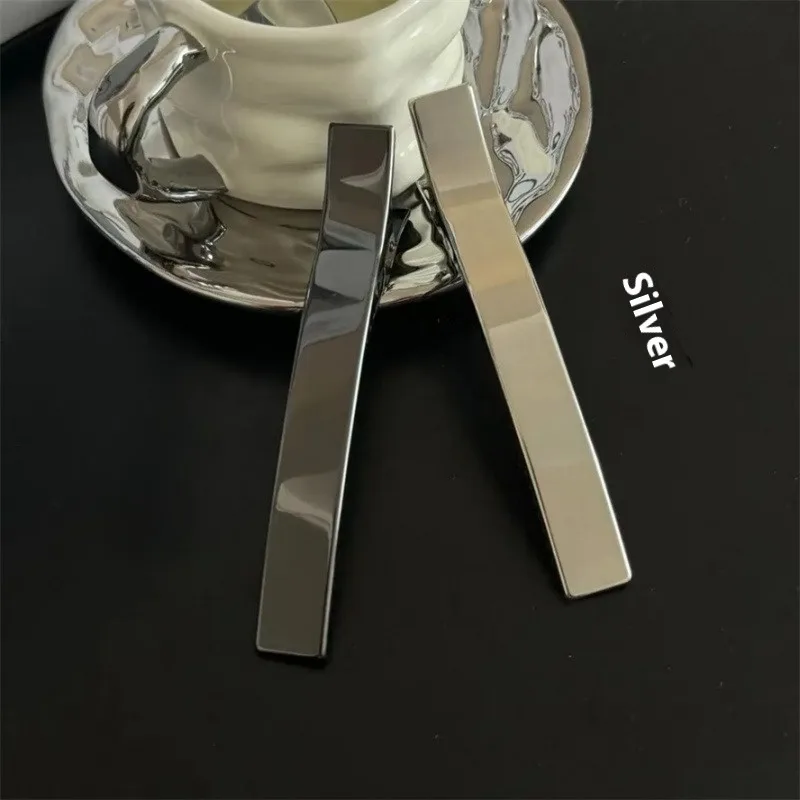 Korean Simple Word Duckbill Sub large Hair Clip Silver - Shop at LoveMi