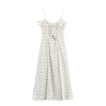 New Summer Retro Waist-controlled Polka Dot Midi Skirt Sling Dress - Picture Color-L - View 1