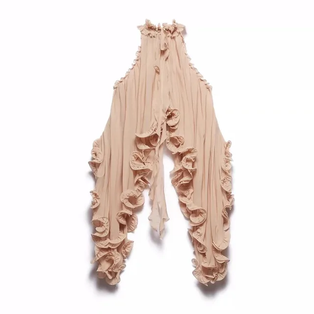 Denim Style Ruffled Sleeveless Sling Top Skirt Suit Top - Shop at LoveMi