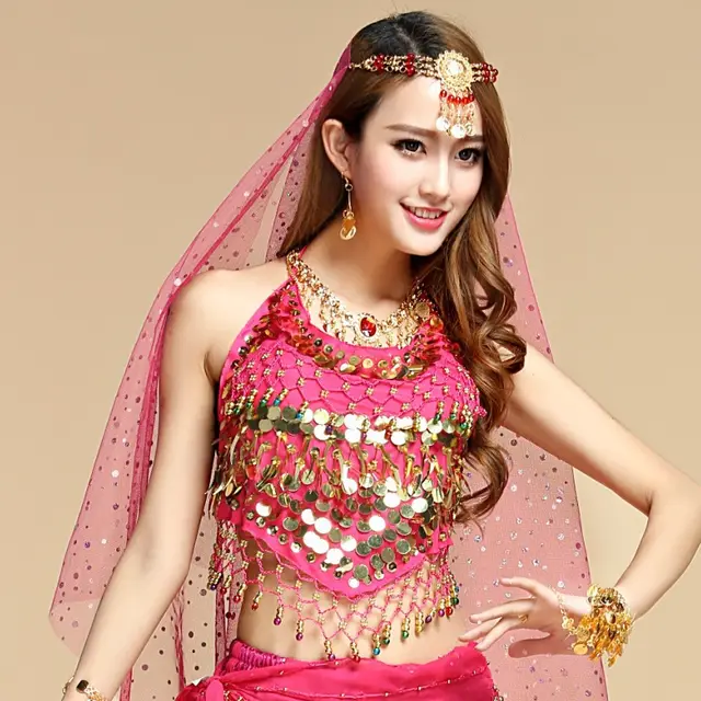Dance Costume Sequined Chili Bra Top Rose Red - Shop at LoveMi