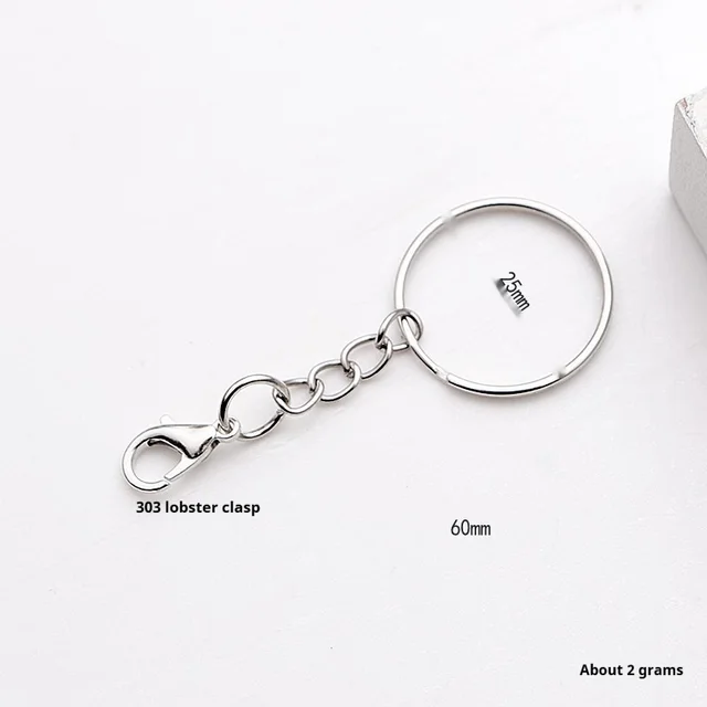 25 Key Ring With Chain Lobster Buckle Diy Ornament White Silk 25 Aperture - Shop at LoveMi