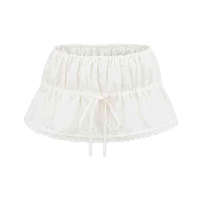 New Summer Lace Bow Drawstring Small Top Lace Elastic Short Pantskirt Skirt Suit Skirt - Shop at LoveMi
