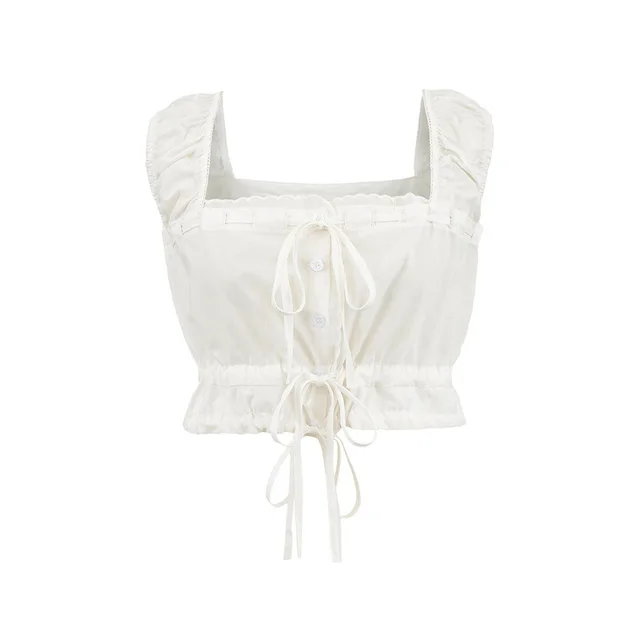 New Summer Lace Bow Drawstring Small Top Lace Elastic Short Pantskirt Skirt Suit Top - Shop at LoveMi