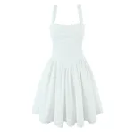 Sweet White Girdle Mini Sling Dress - White