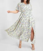 European And American Ladies Bohemian Style Floral Tight Waist Dress - Floral