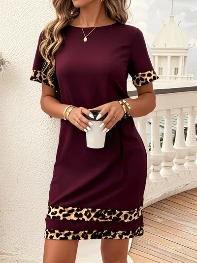 Straight Tube Polyester And Spandex Dress Wine Red - Shop at LoveMi