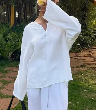 Round Neck Casual Summer Shirt For Women - White