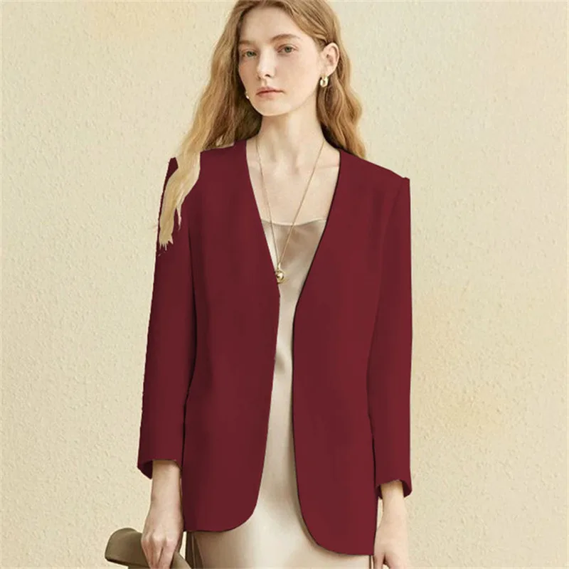 British Style Small Suit Fried Street Top For Women - Wine - View 1