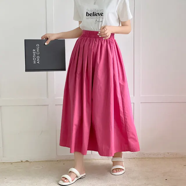 Skirt Pure Cotton Flared Pleated Swing Plum Color - Shop at LoveMi