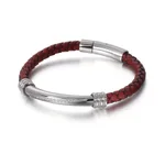 Red Leather Steel Color