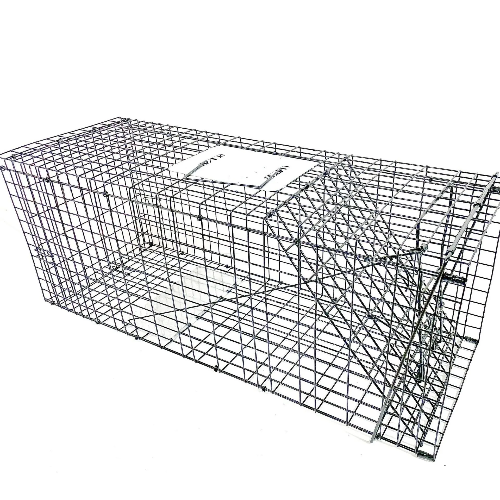 Fully Automatic Cat-trap Cage Foldable Pedal Galvanized Cat Cage Love Rescue Cage - Black 80X32X 28Cm