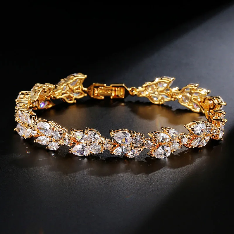 Micro Inlaid Zircon Bracelet Women's Special-interest Design - Gold