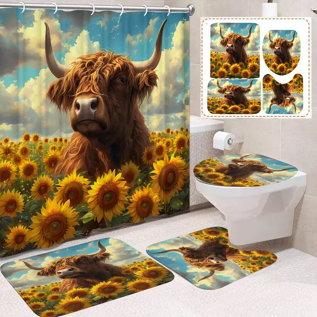 Polyester Waterproof And Mildew proof Shower Curtain Four piece Partition Bathroom Curtain W1908 - Shop at LoveMi