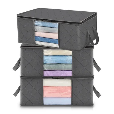 Clothing Storage Bag Large Capacity Transparent Window Storage Box 90L 3Pcs - Shop at LoveMi