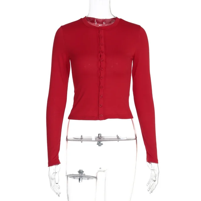 Women's Fashion Cardigan Slim Fit Slimming Top Red - Shop at LoveMi