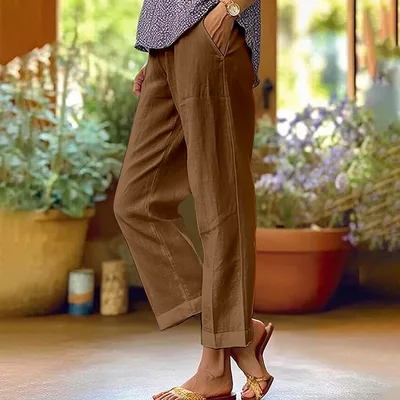 Women's Beach Leisure Vacation Trousers Casual Pants Zw25072414 L - Shop at LoveMi