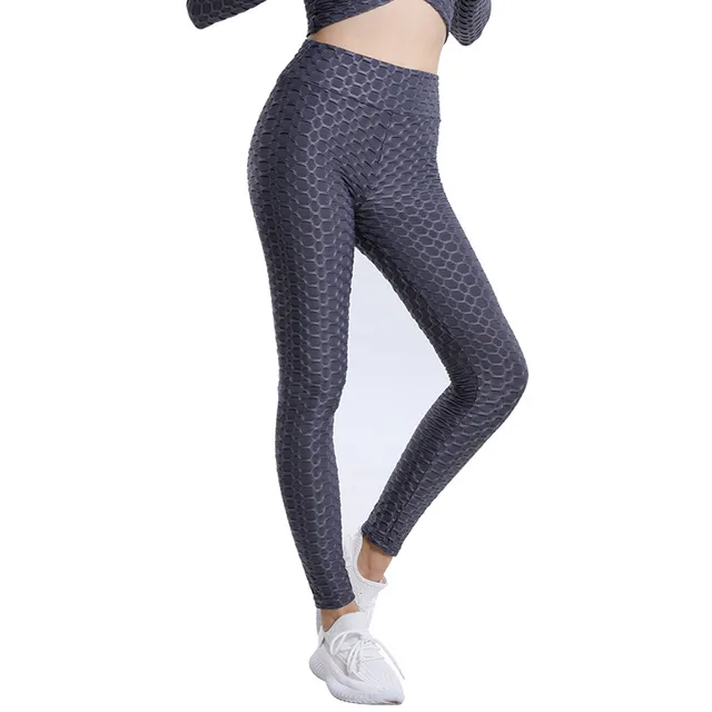 Bubble Yoga Pants Jacquard High Elastic Sports Gym Pants Dark Gray - Shop at LoveMi