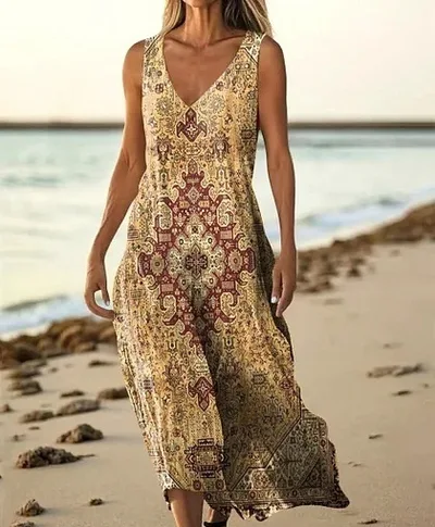 Summer Sleeveless Casual Print Temperament Long Dress Dress 43 Model E688 - Shop at LoveMi