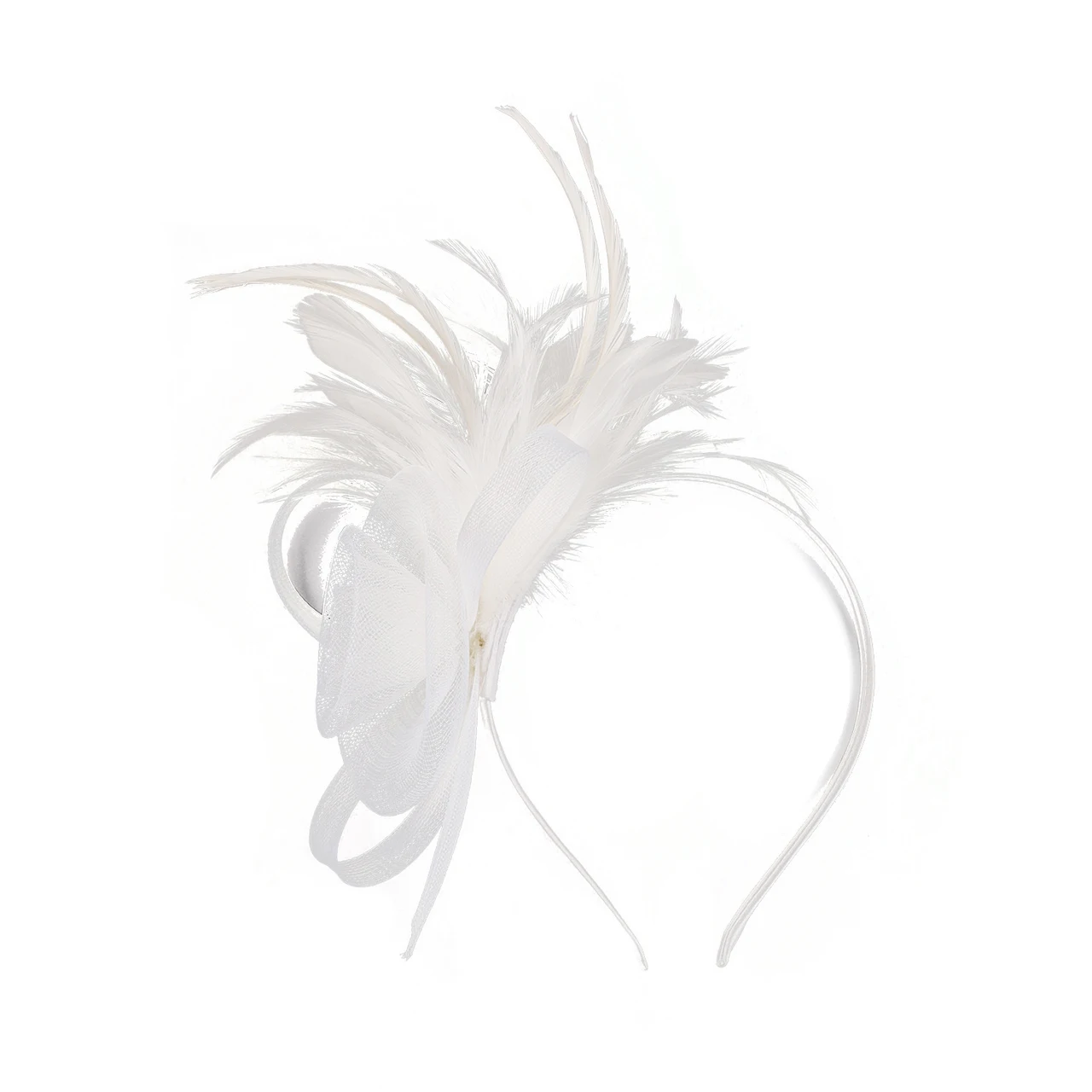 Mesh Feather Headwear Elegant Retro Versatile Headband - White