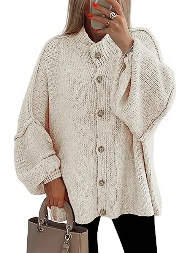 Autumn And Winter College Style Lazy Knitted Women's Beige - Shop at LoveMi