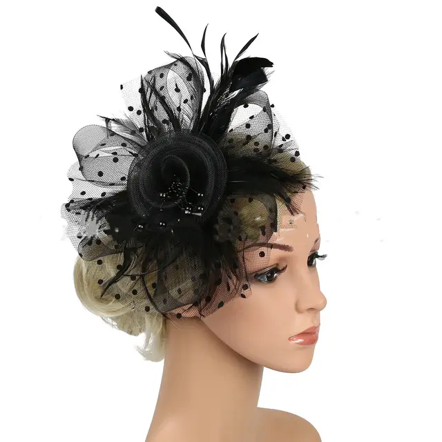 Headwear Bridal Hair Accessories Mesh Billycock Headband Black - Shop at LoveMi