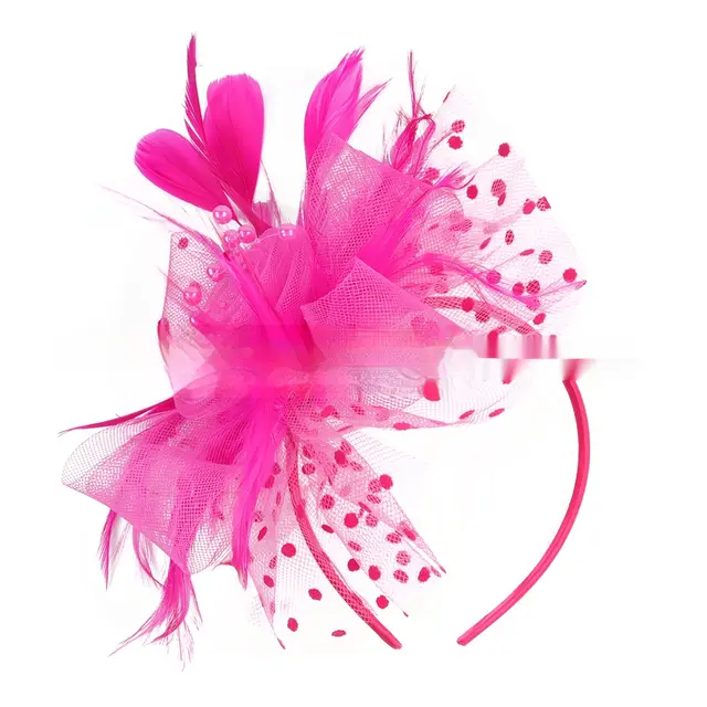 Headwear Bridal Hair Accessories Mesh Billycock Headband Rose Red - Shop at LoveMi