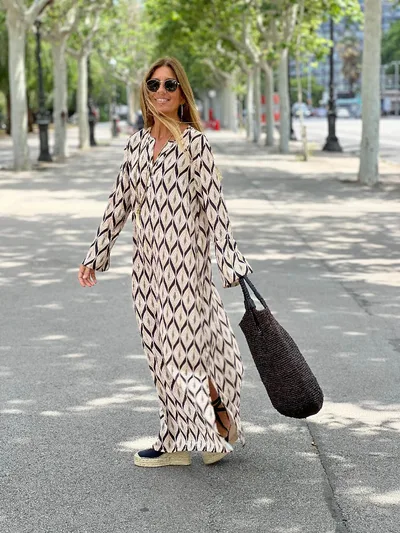 Slit Pullover Long Sleeve Slit V neck Shirt Skirt Crinolines Long Dress White - Shop at LoveMi