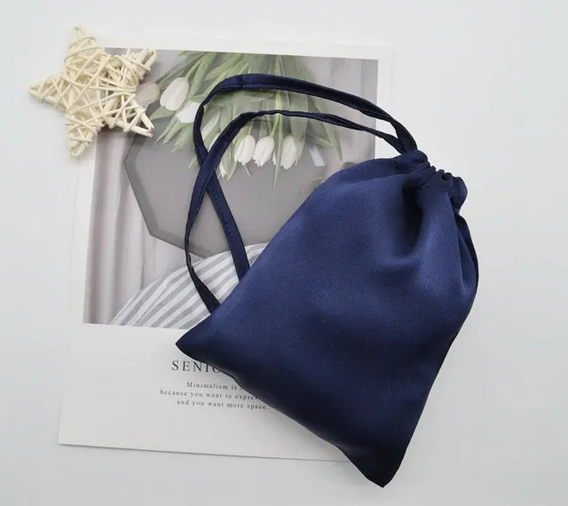 Silk Buggy Silk Pocket Eye Mask Jewelry Cosmetic Bag Dark Navy Blue - Shop at LoveMi
