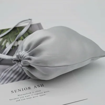 Silk Buggy Silk Pocket Eye Mask Jewelry Cosmetic Bag Silver Gray - Shop at LoveMi