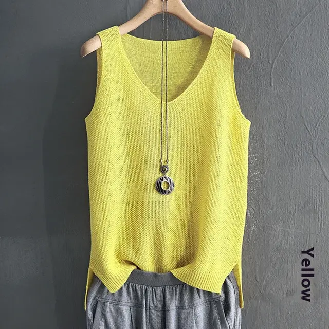 Loose Large Size Strap Vest For Women Summer Yellow - Shop at LoveMi