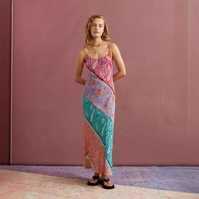 Backless Print Long Sleeveless Dress Color - Shop at LoveMi