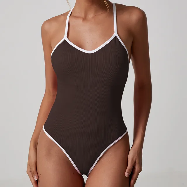 Contrast Color Suspenders One piece Briefs Black - Shop at LoveMi