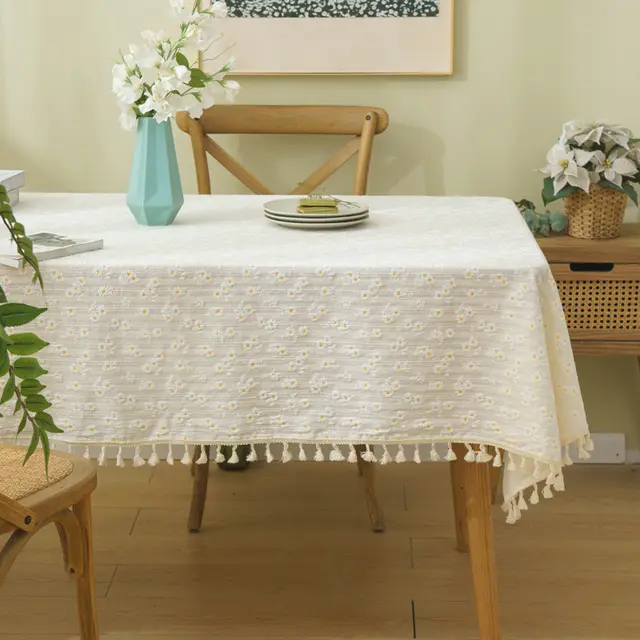 Pastoral Student Dormitory White Dustproof Non slip Decorative Cloth Coffee Table Cover Cloth Little Daisy - Shop at LoveMi