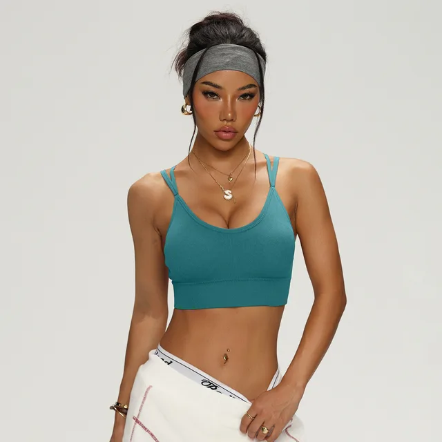Cross Back Bra With Shoulder Straps Green - Shop at LoveMi