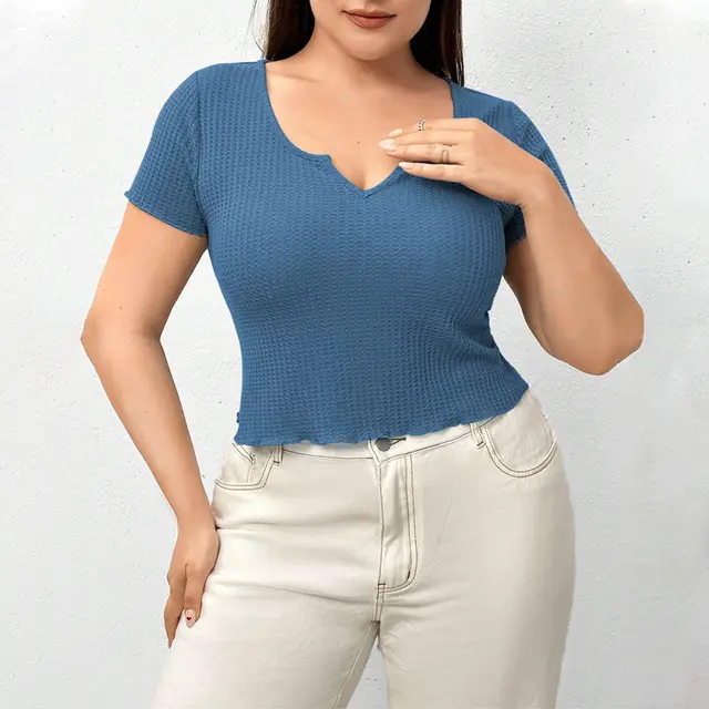 Breathable Slim Temperament Solid Color T shirt Top Navy Blue - Shop at LoveMi