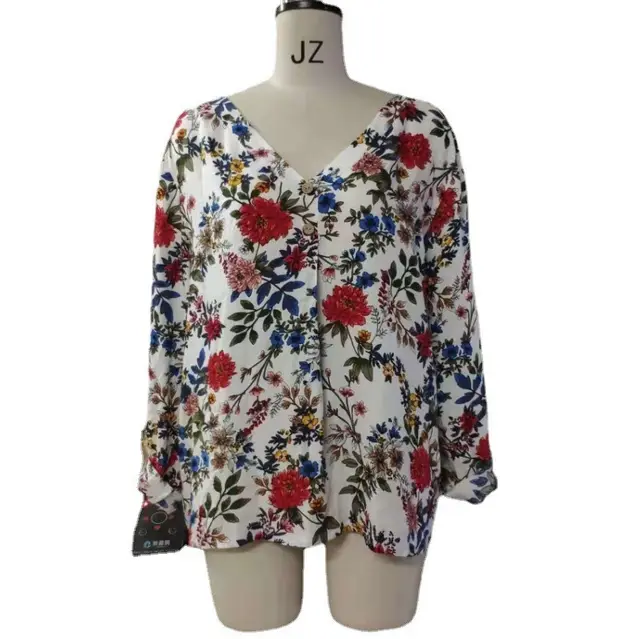 Fashion Plus Size Shirt Rayon Printed Women's Top White - Shop at LoveMi